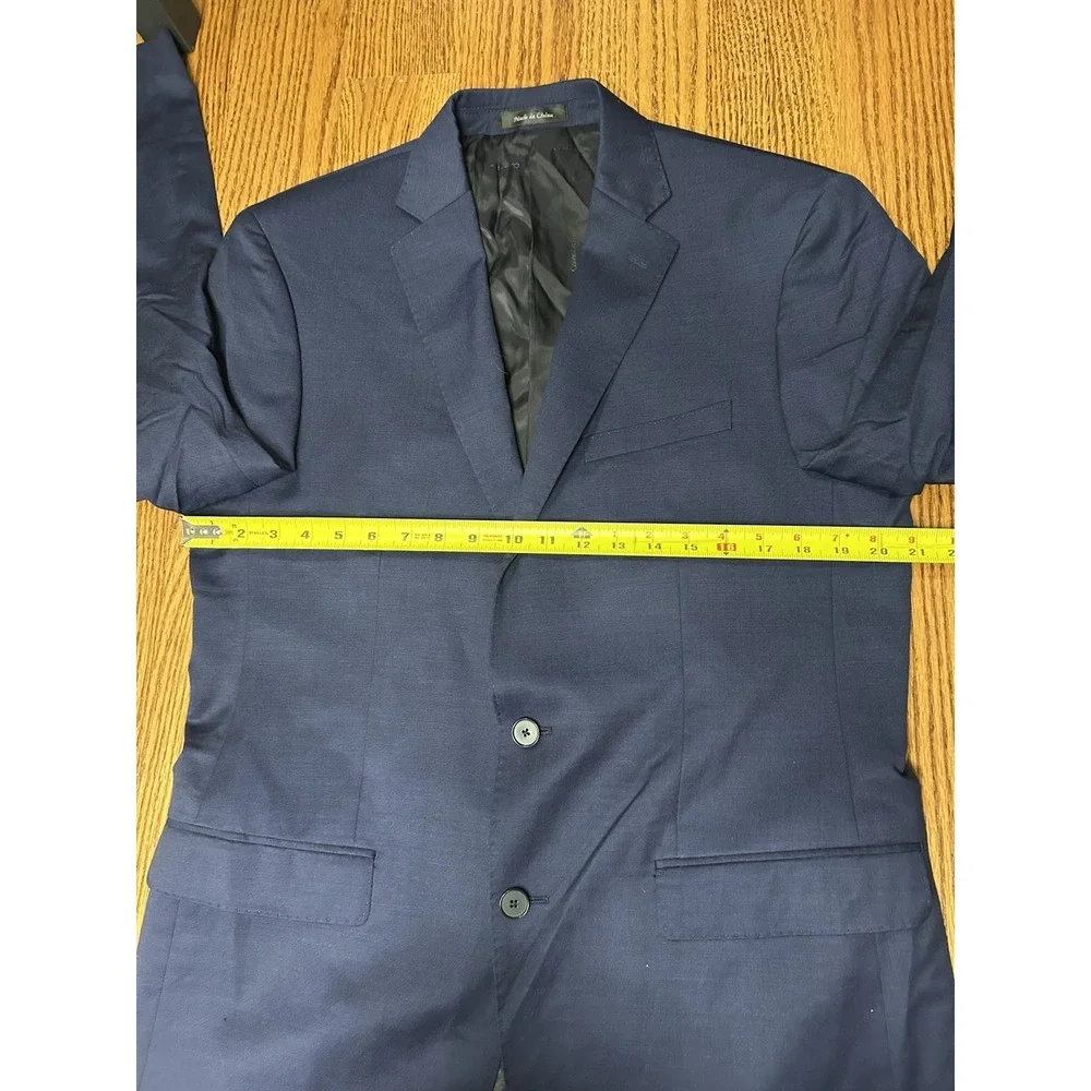 Calvin Klein Mens Blazer Career Suit Single Breasted Navy Wool 42 L